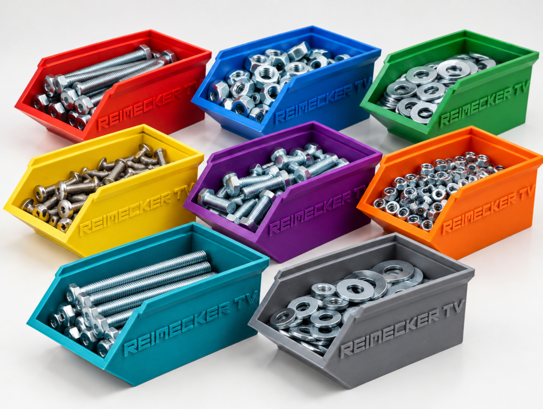 Reimecker TV Mini-Schuttcontainer (Stapelbox) – Massiver 3D-Druck aus 64g PLA (Farbe wählbar)