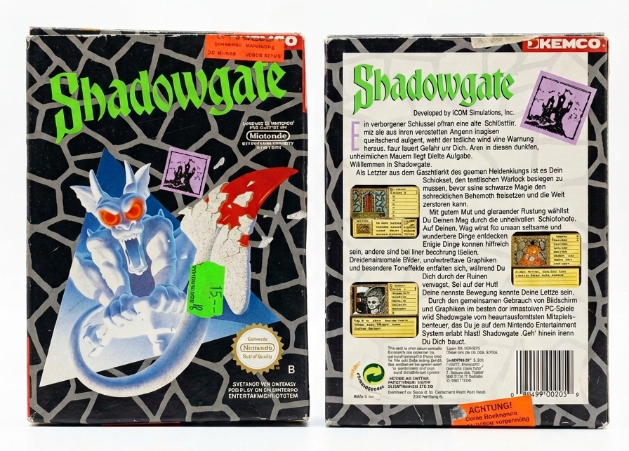 NES Shadowgate Originalverpackung (OVP Leerkarton) – Gut erhaltener Nintendo Sammler-Karton